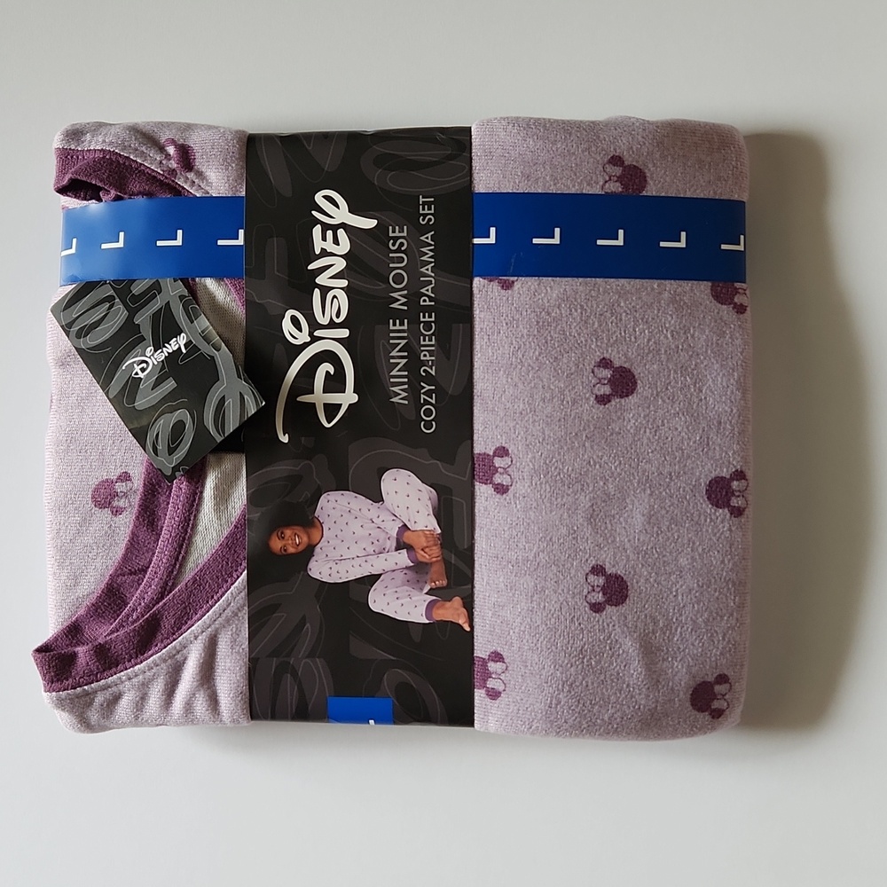 NWT Disney Minnie Mouse 2-Piece Cozy Pajama Set in Purple Women's Size Large